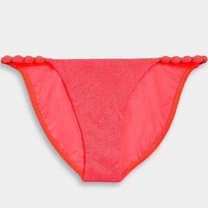 Vix Paula Hermanny Knotted Firenze Beads Low Rise Bikini Briefs Pink Red Small